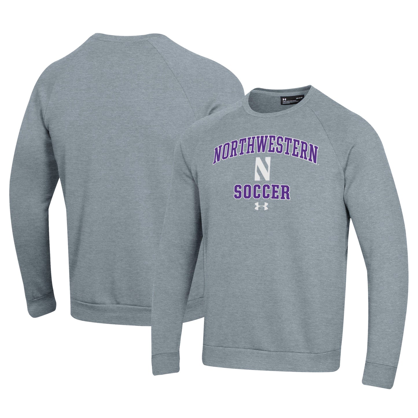 Men's Under Armour Gray Northwestern Wildcats Soccer All Day Arch Fleece Pullover Sweatshirt