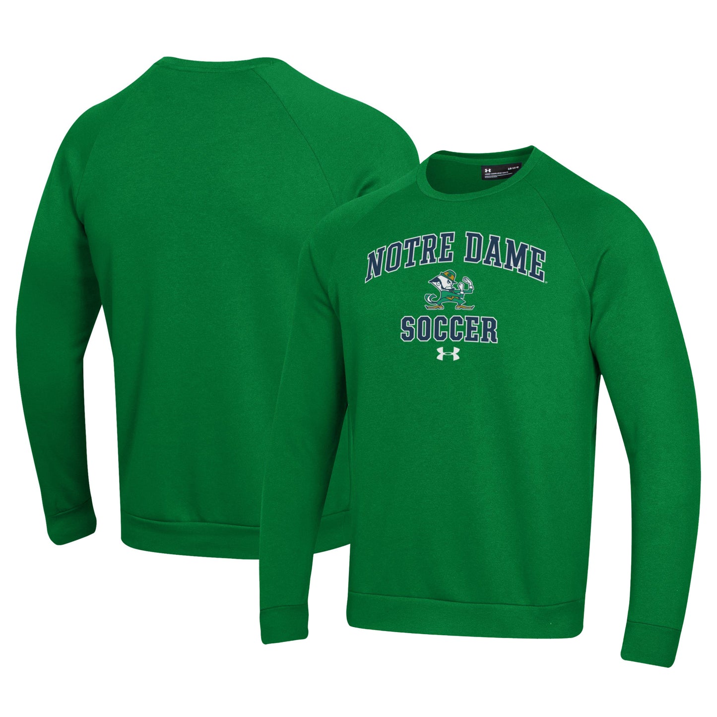 Men's Under Armour Green Notre Dame Fighting Irish Soccer All Day Arch Fleece Pullover Sweatshirt