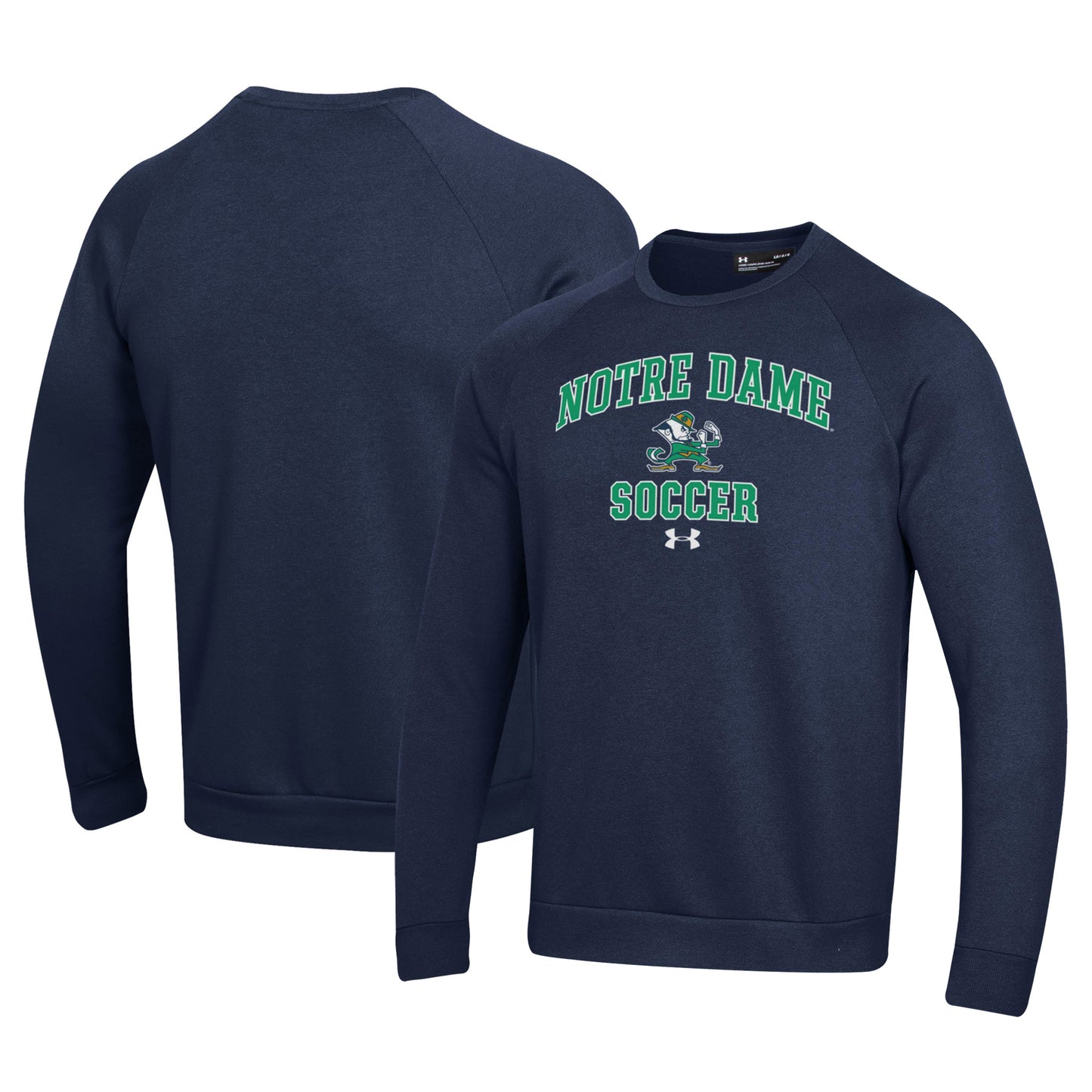 Men's Under Armour Navy Notre Dame Fighting Irish Soccer All Day Arch Fleece Pullover Sweatshirt