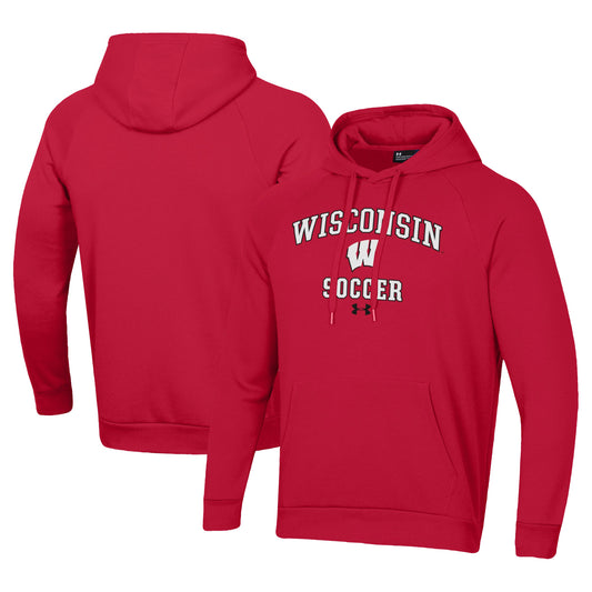 Men's Under Armour Red Wisconsin Badgers Soccer Arch Over Pullover Hoodie