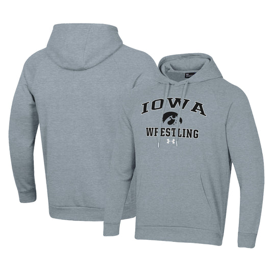 Men's Under Armour Gray Iowa Hawkeyes Wrestling Arch Over Pullover Hoodie