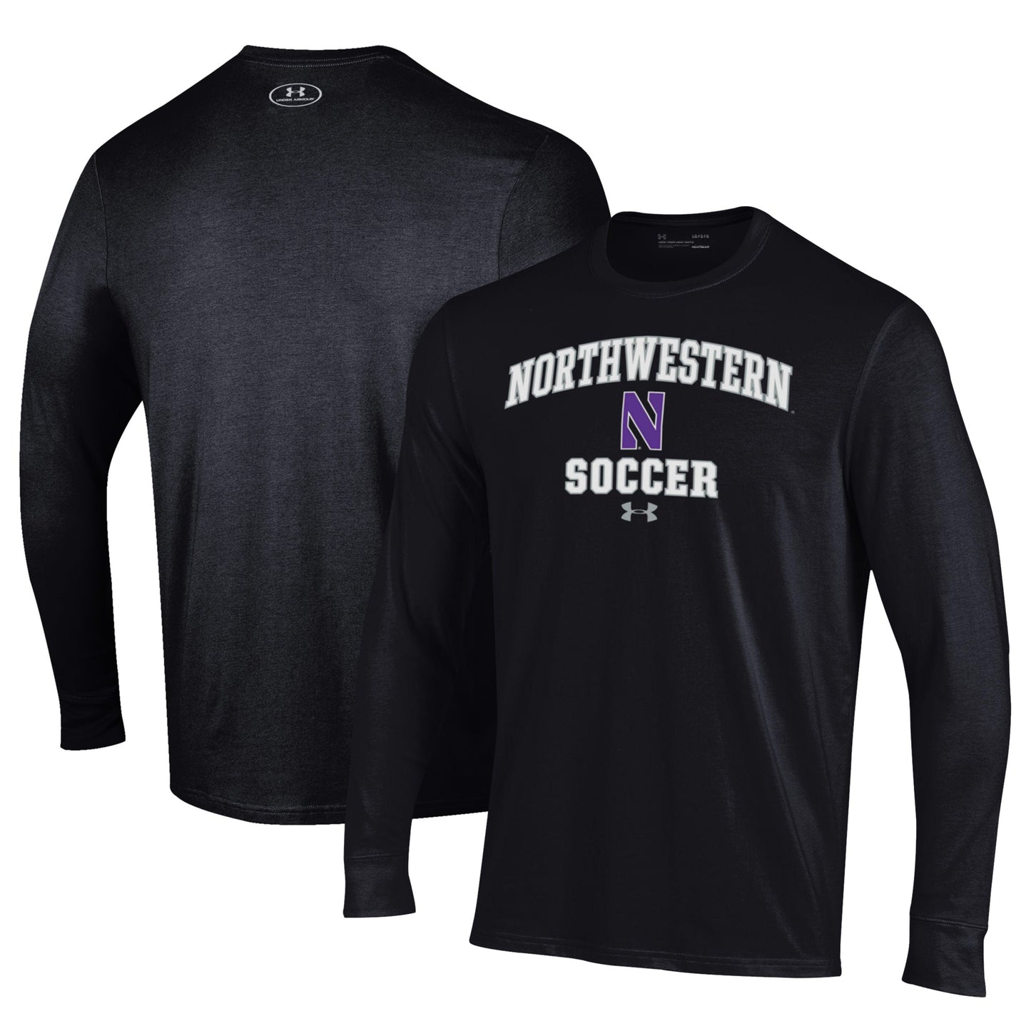 Men's Under Armour Black Northwestern Wildcats Soccer Arch Over Performance Long Sleeve T-Shirt