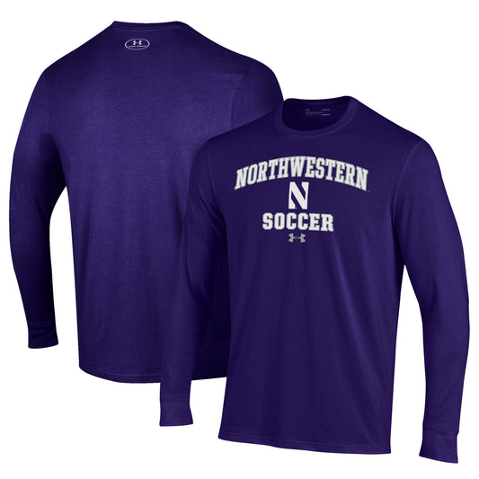 Men's Under Armour Purple Northwestern Wildcats Soccer Arch Over Performance Long Sleeve T-Shirt