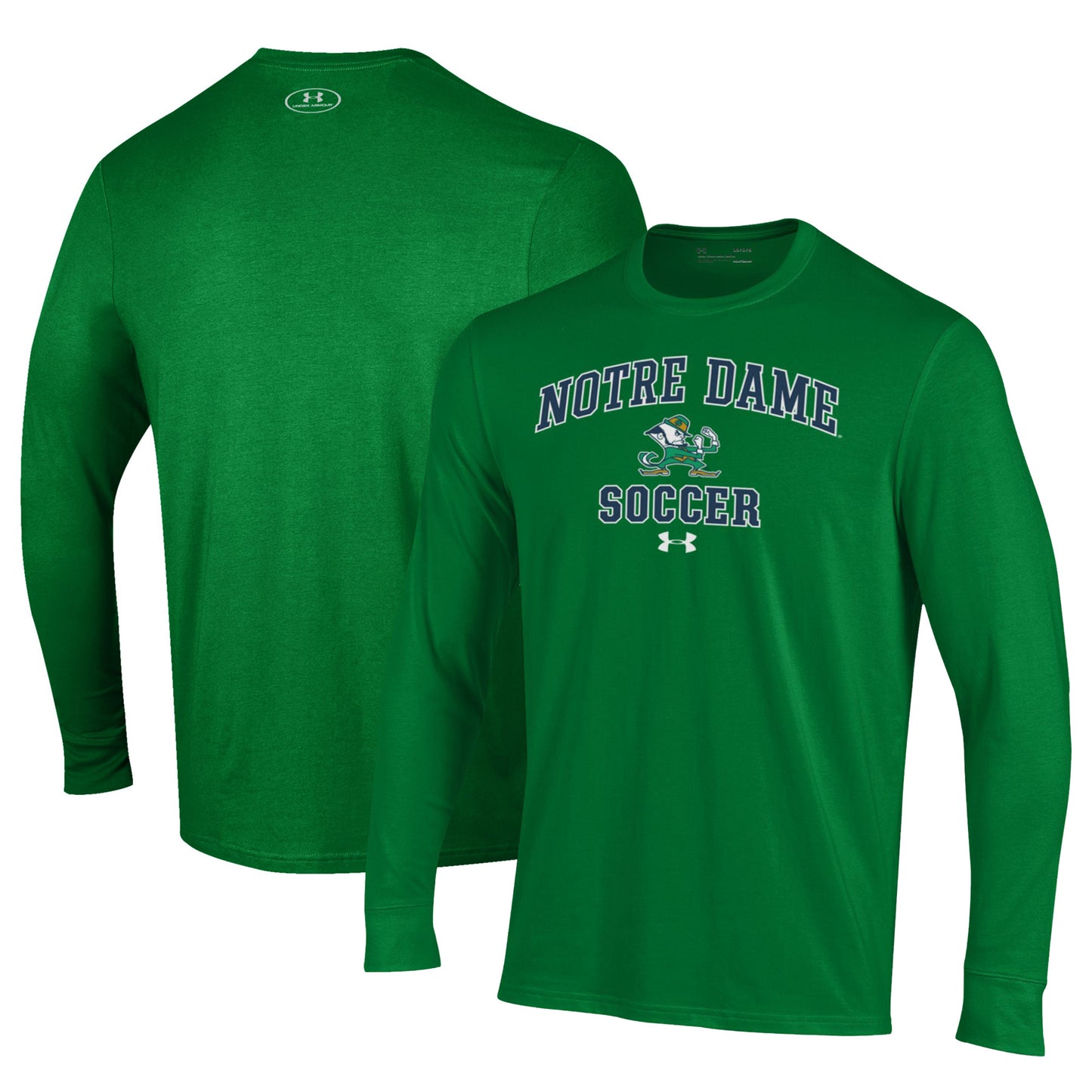 Men's Under Armour Green Notre Dame Fighting Irish Soccer Arch Over Performance Long Sleeve T-Shirt