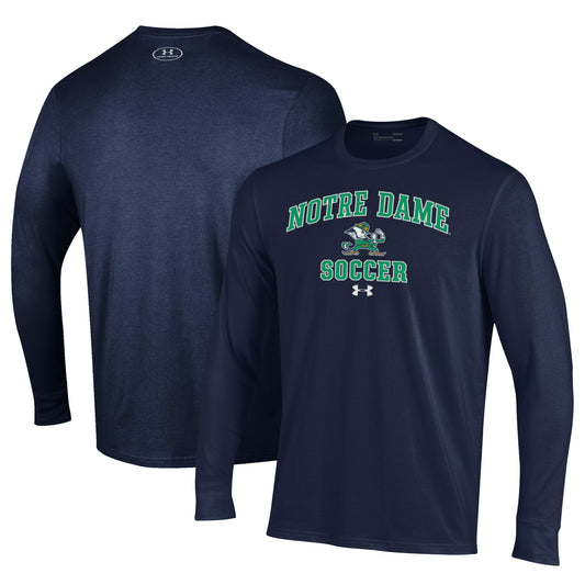 Men's Under Armour Navy Notre Dame Fighting Irish Soccer Arch Over Performance Long Sleeve T-Shirt