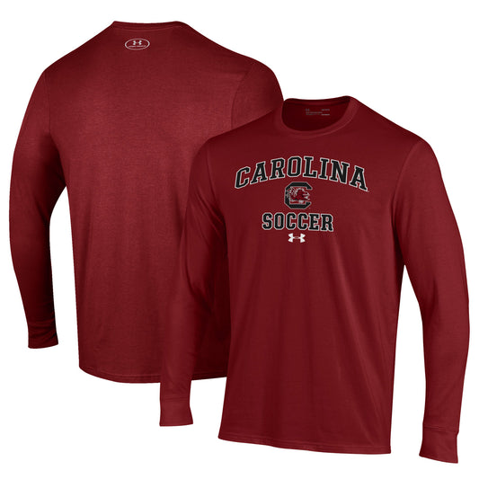 Men's Under Armour Garnet South Carolina Gamecocks Soccer Arch Over Performance Long Sleeve T-Shirt