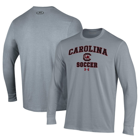 Men's Under Armour Gray South Carolina Gamecocks Soccer Arch Over Performance Long Sleeve T-Shirt