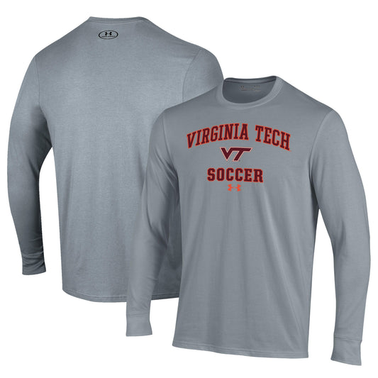 Men's Under Armour Gray Virginia Tech Hokies Soccer Arch Over Performance Long Sleeve T-Shirt