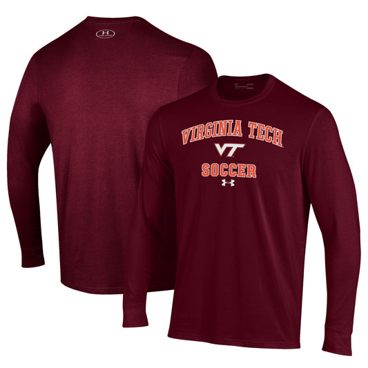 Men's Under Armour Maroon Virginia Tech Hokies Soccer Arch Over Performance Long Sleeve T-Shirt