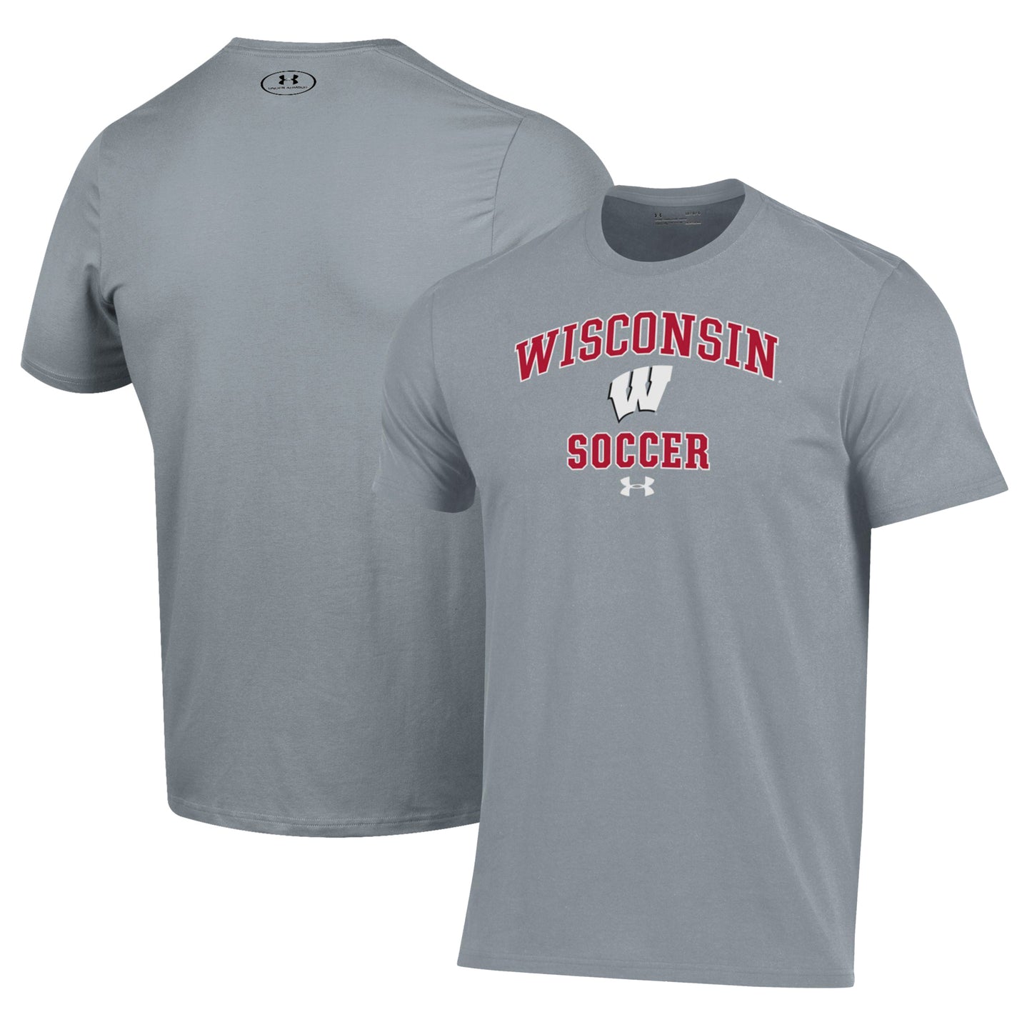 Men's Under Armour Gray Wisconsin Badgers Soccer Arch Over Performance T-Shirt