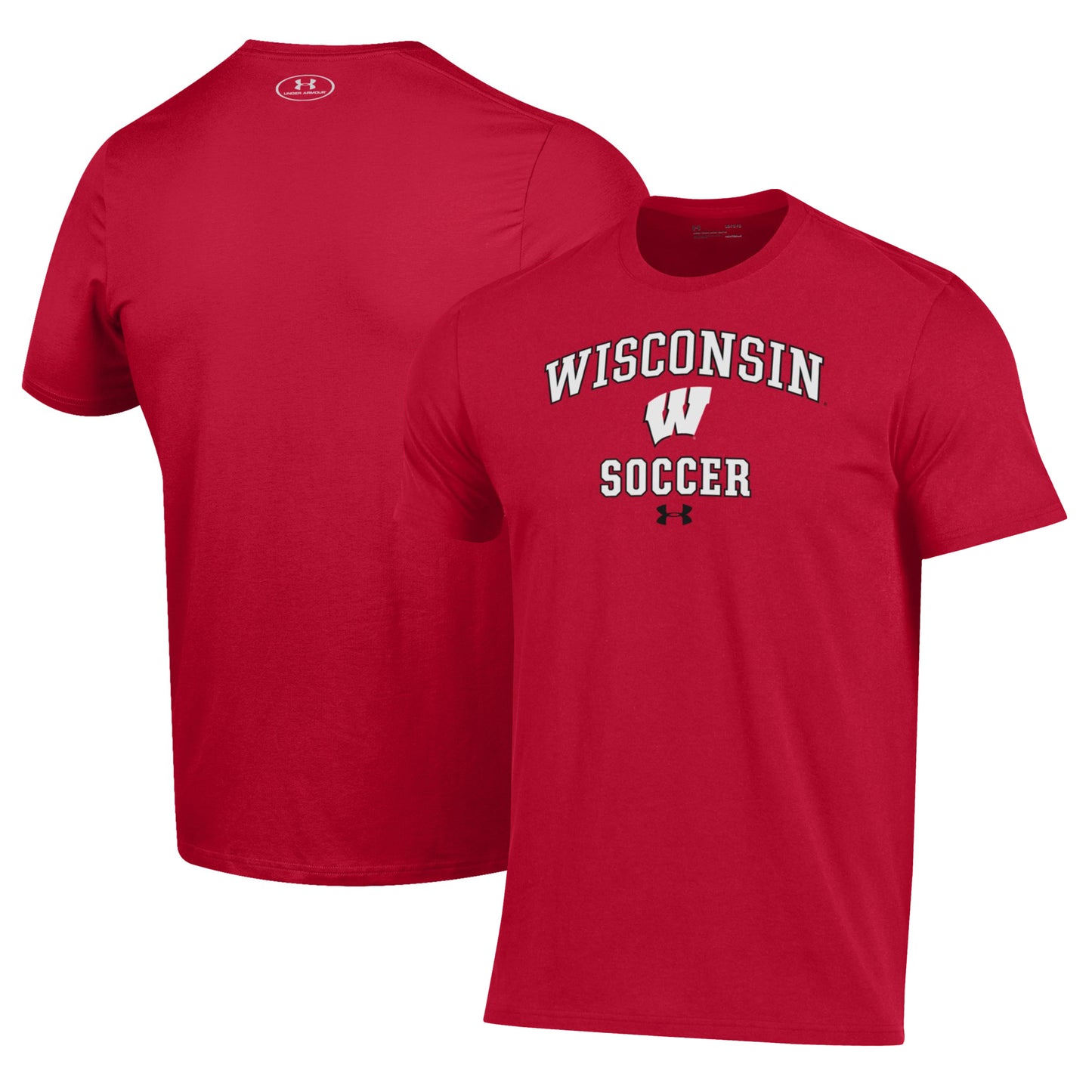 Men's Under Armour Red Wisconsin Badgers Soccer Arch Over Performance T-Shirt