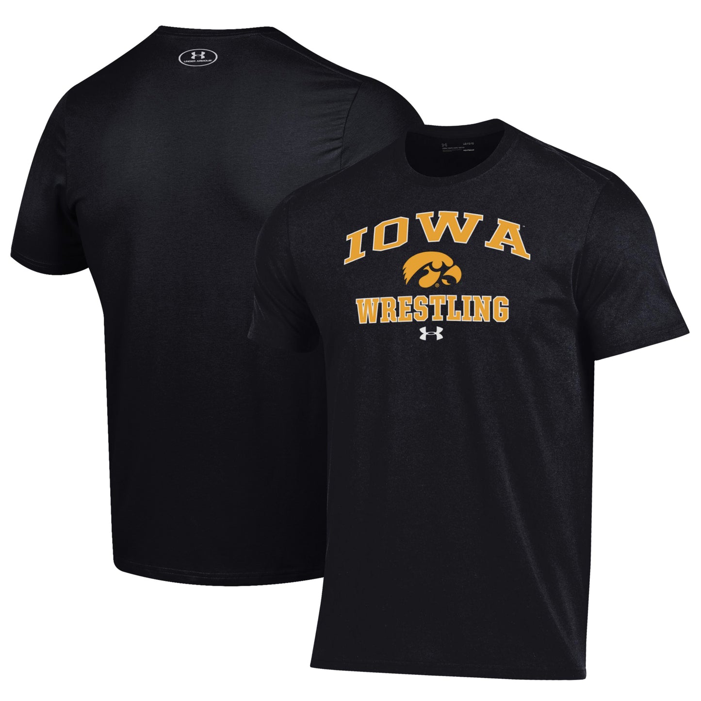 Men's Under Armour Black Iowa Hawkeyes Wrestling Arch Over Performance T-Shirt