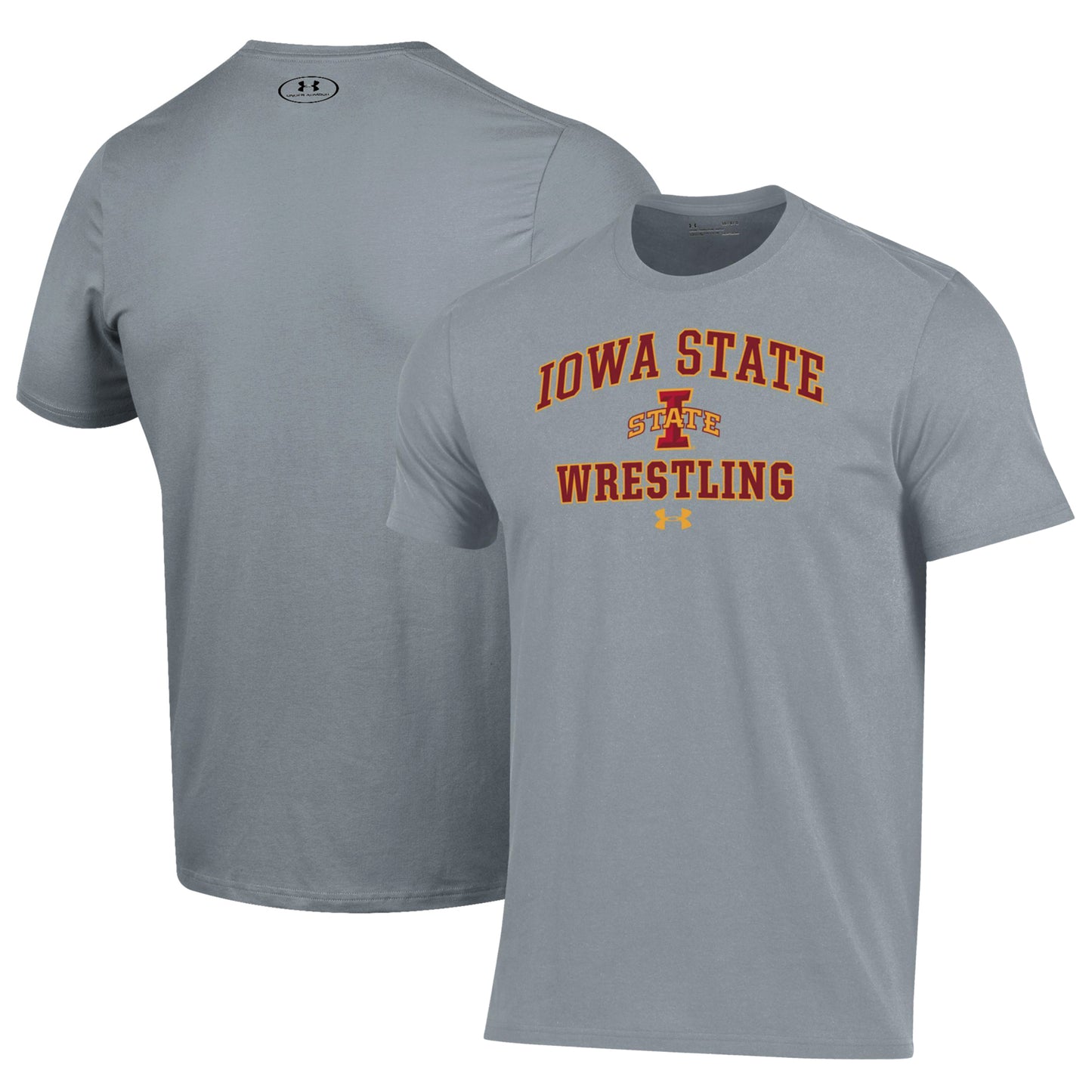 Men's Under Armour Gray Iowa State Cyclones Wrestling Arch Over Performance T-Shirt