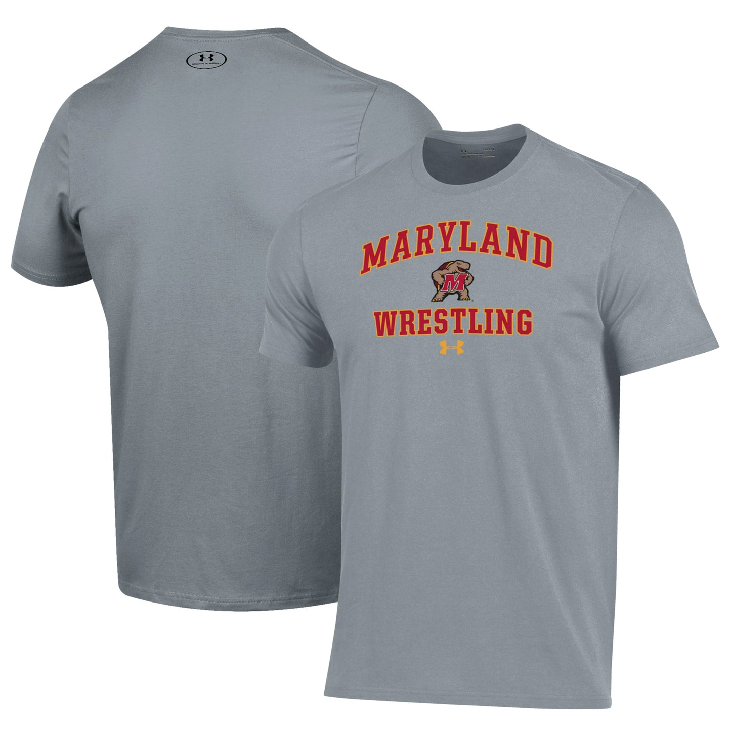 Men's Under Armour Gray Maryland Terrapins Wrestling Arch Over Performance T-Shirt