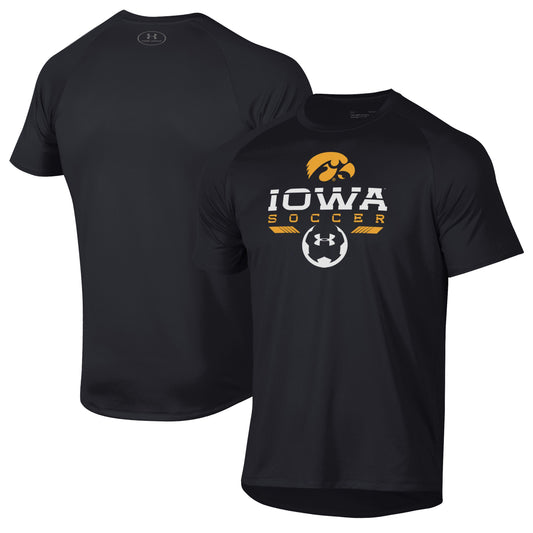 Men's Under Armour Black Iowa Hawkeyes Soccer Icon Tech T-Shirt