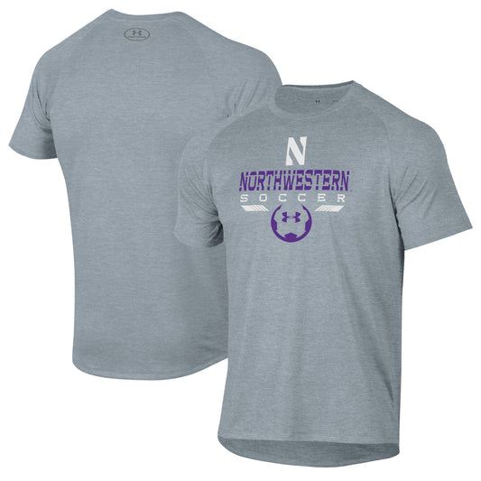 Men's Under Armour Gray Northwestern Wildcats Soccer Icon Tech T-Shirt