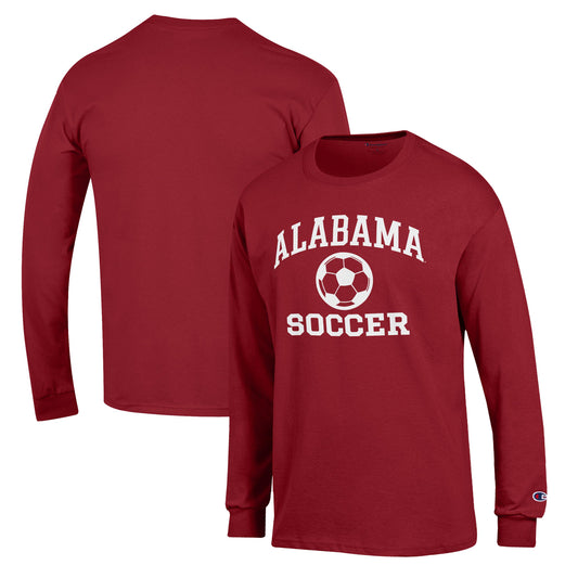 Men's Champion Crimson Alabama Crimson Tide Soccer Icon Long Sleeve T-Shirt