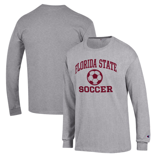 Men's Champion Gray Florida State Seminoles Soccer Icon Long Sleeve T-Shirt
