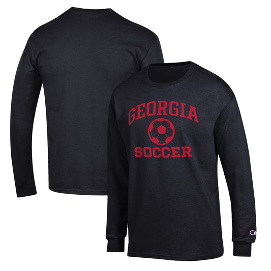 Men's Champion Black Georgia Bulldogs Soccer Icon Long Sleeve T-Shirt