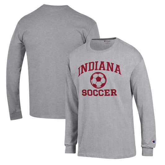 Men's Champion Gray Indiana Hoosiers Soccer Icon Long Sleeve T-Shirt