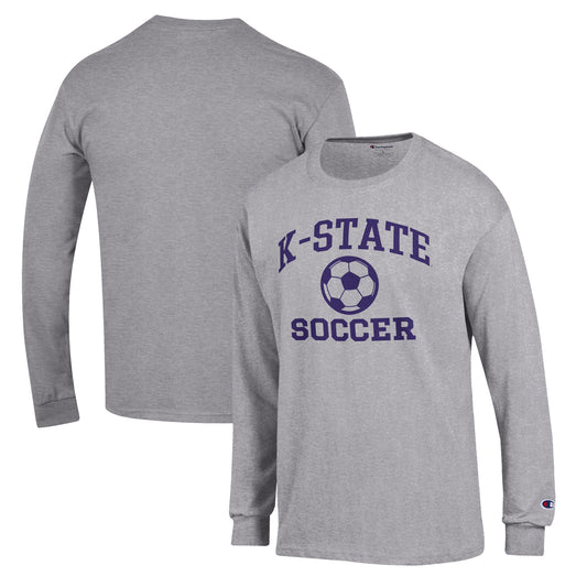 Men's Champion Gray Kansas State Wildcats Soccer Icon Long Sleeve T-Shirt