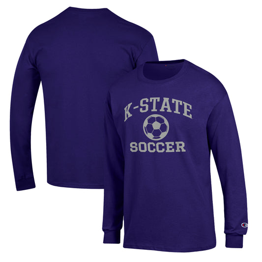 Men's Champion Purple Kansas State Wildcats Soccer Icon Long Sleeve T-Shirt