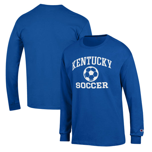 Men's Champion Royal Kentucky Wildcats Soccer Icon Long Sleeve T-Shirt