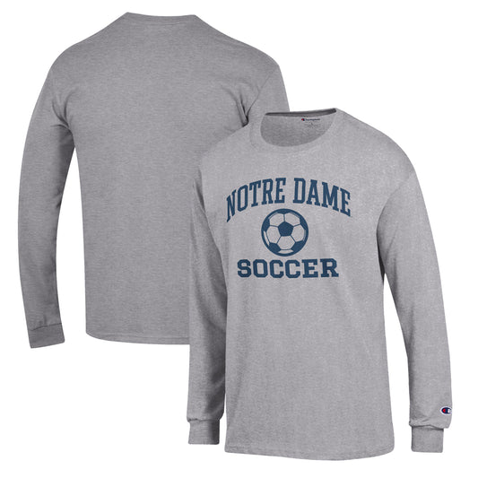 Men's Champion Gray Notre Dame Fighting Irish Soccer Icon Long Sleeve T-Shirt