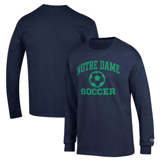 Men's Champion Navy Notre Dame Fighting Irish Soccer Icon Long Sleeve T-Shirt