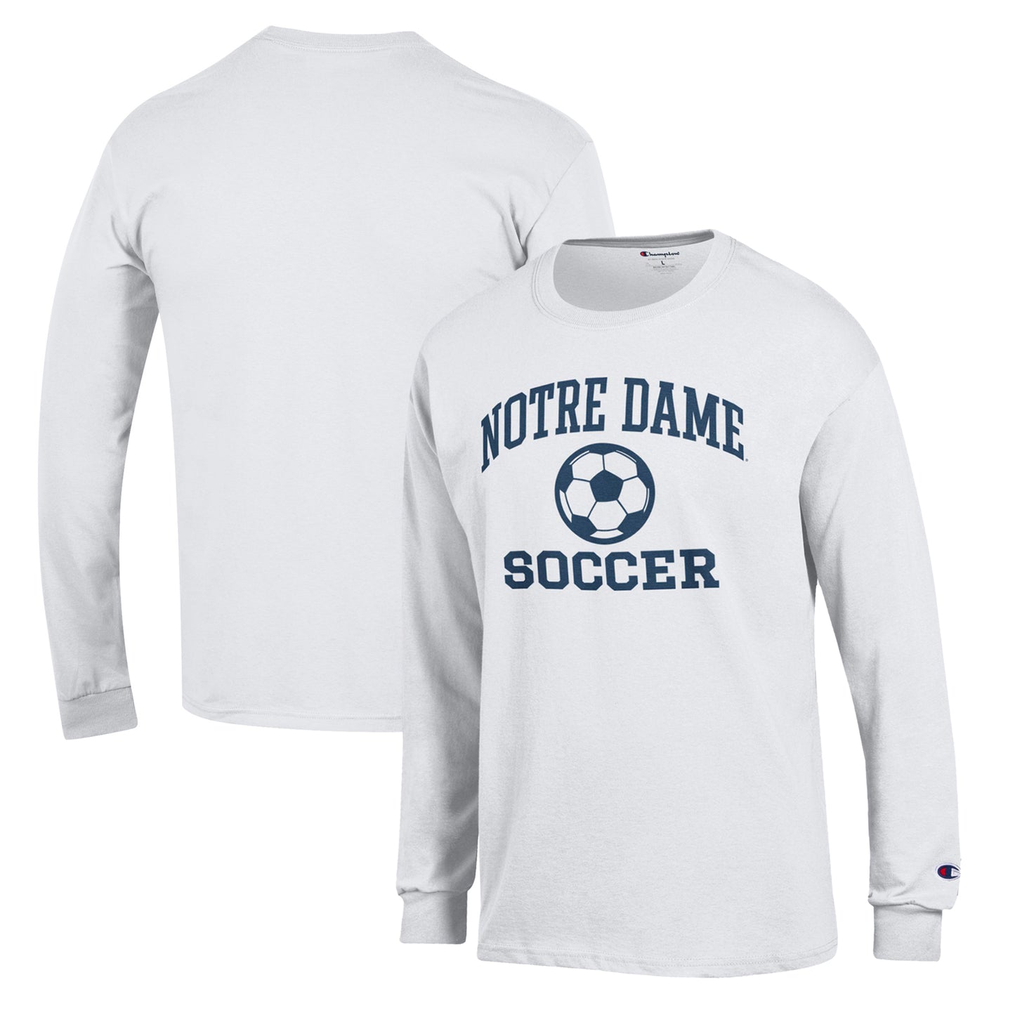 Men's Champion White Notre Dame Fighting Irish Soccer Icon Long Sleeve T-Shirt