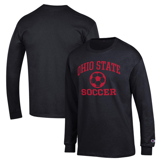 Men's Champion Black Ohio State Buckeyes Soccer Icon Long Sleeve T-Shirt