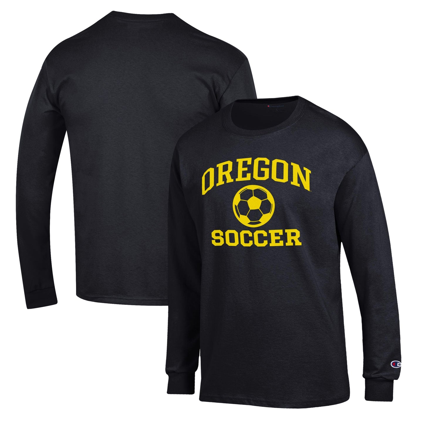 Men's Champion Black Oregon Ducks Soccer Icon Long Sleeve T-Shirt