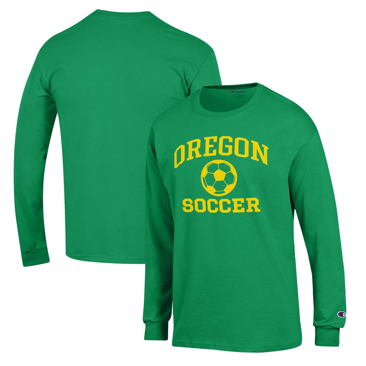 Men's Champion Green Oregon Ducks Soccer Icon Long Sleeve T-Shirt