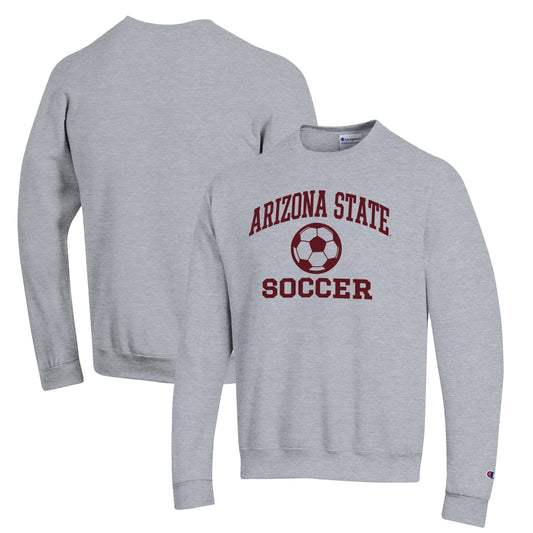 Men's Champion Gray Arizona State Sun Devils Soccer Icon Powerblend Pullover Sweatshirt