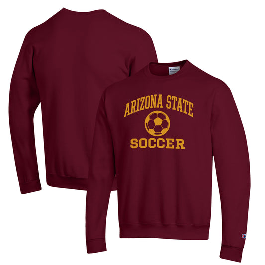 Men's Champion Maroon Arizona State Sun Devils Soccer Icon Powerblend Pullover Sweatshirt