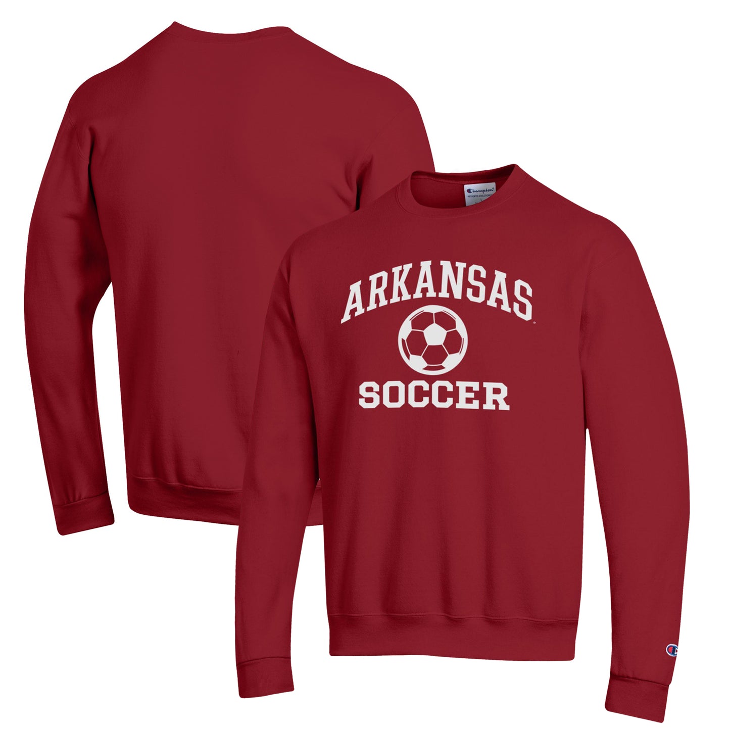 Men's Champion Cardinal Arkansas Razorbacks Soccer Icon Powerblend Pullover Sweatshirt