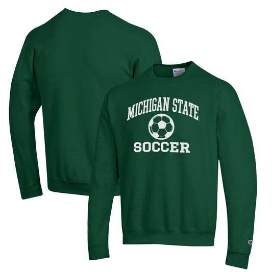 Men's Champion Green Michigan State Spartans Soccer Icon Powerblend Pullover Sweatshirt