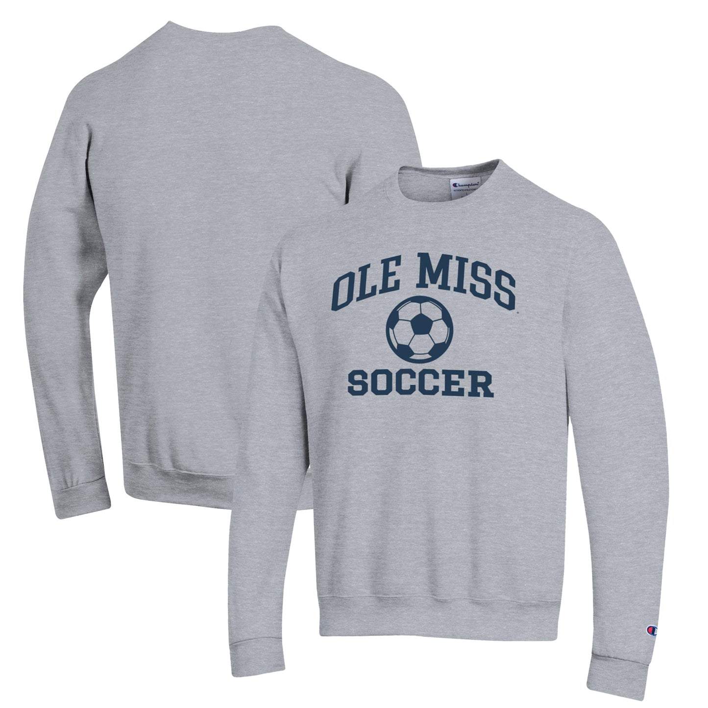 Men's Champion Gray Ole Miss Rebels Soccer Icon Powerblend Pullover Sweatshirt