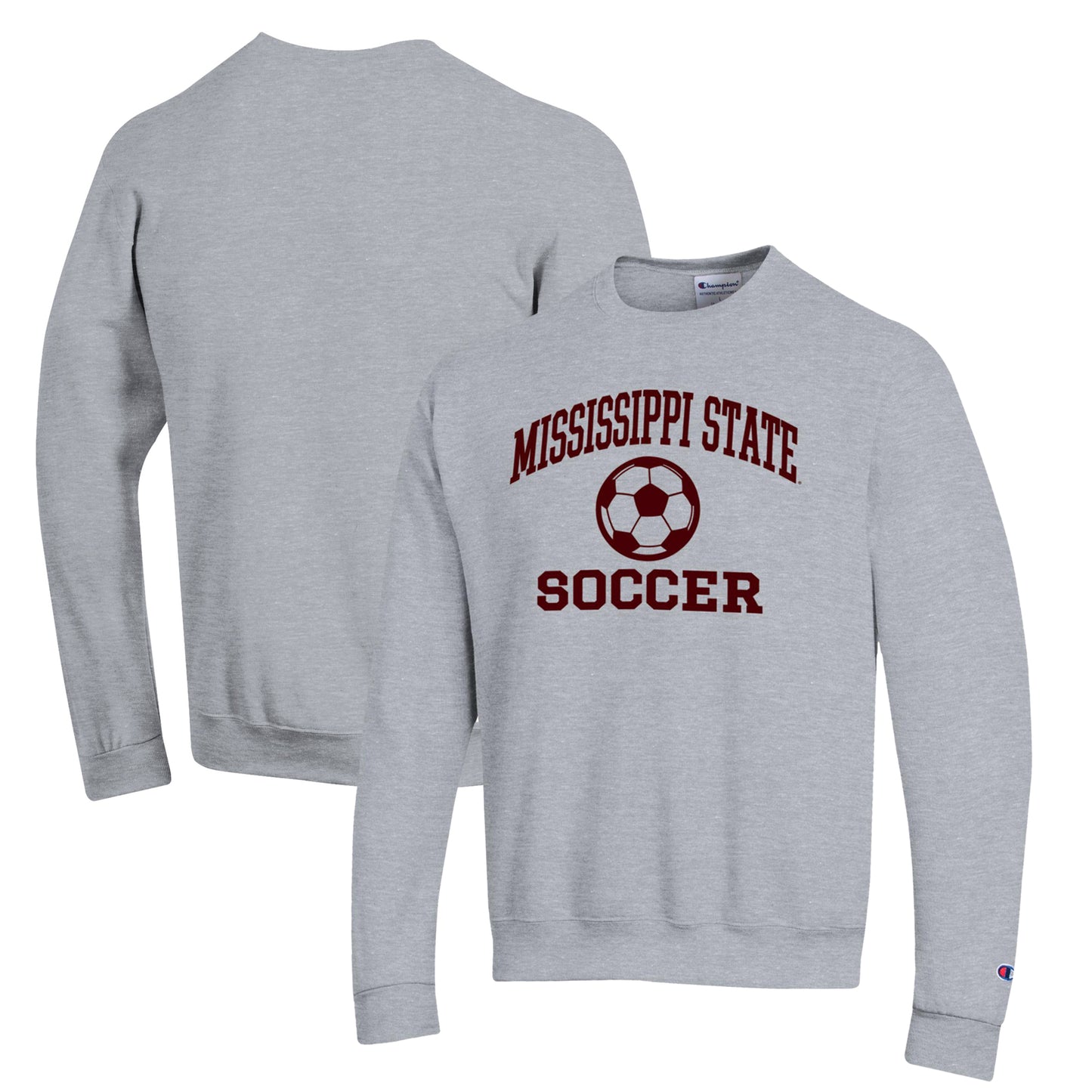 Men's Champion Gray Mississippi State Bulldogs Soccer Icon Powerblend Pullover Sweatshirt