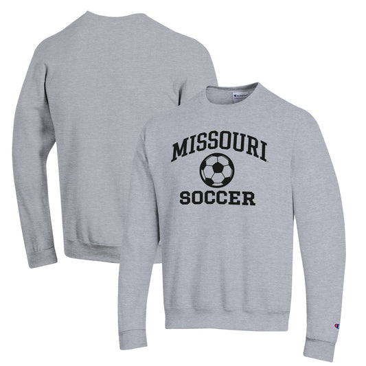 Men's Champion Gray Missouri Tigers Soccer Icon Powerblend Pullover Sweatshirt