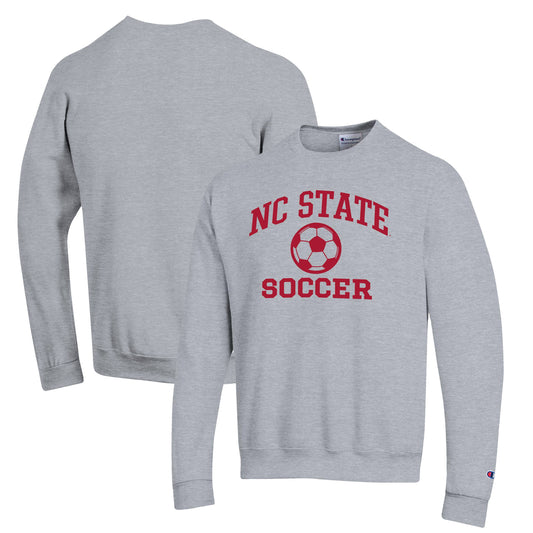 Men's Champion Gray NC State Wolfpack Soccer Icon Powerblend Pullover Sweatshirt