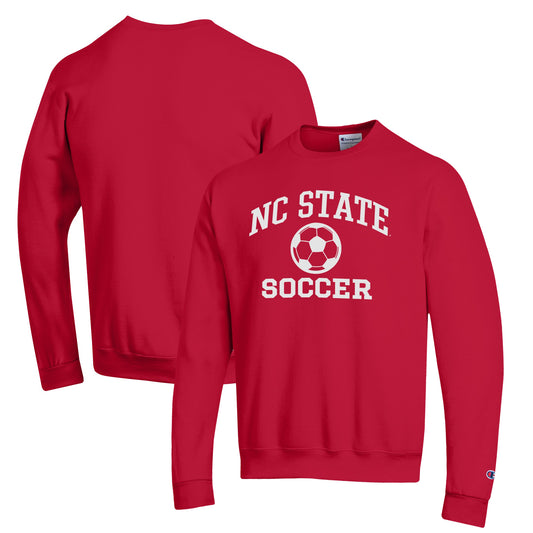 Men's Champion Red NC State Wolfpack Soccer Icon Powerblend Pullover Sweatshirt