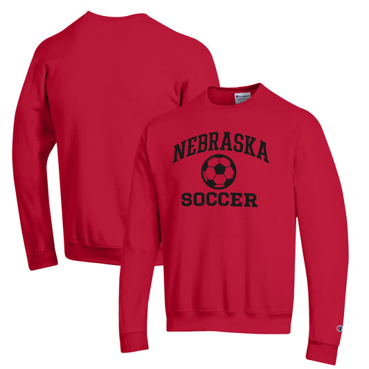 Men's Champion Scarlet Nebraska Huskers Soccer Icon Powerblend Pullover Sweatshirt