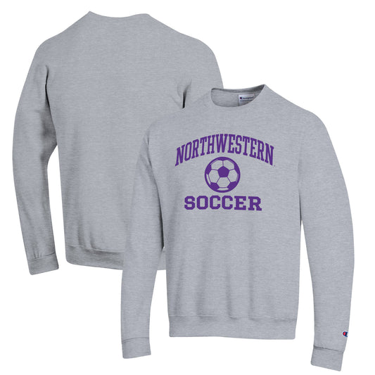 Men's Champion Gray Northwestern Wildcats Soccer Icon Powerblend Pullover Sweatshirt