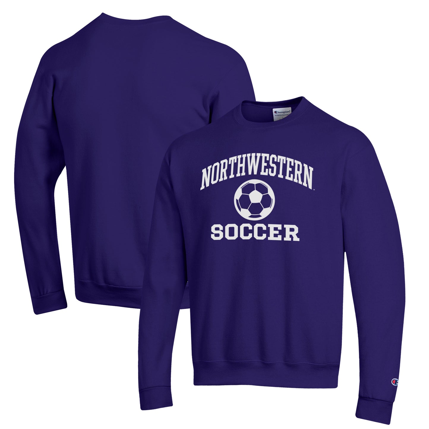 Men's Champion Purple Northwestern Wildcats Soccer Icon Powerblend Pullover Sweatshirt