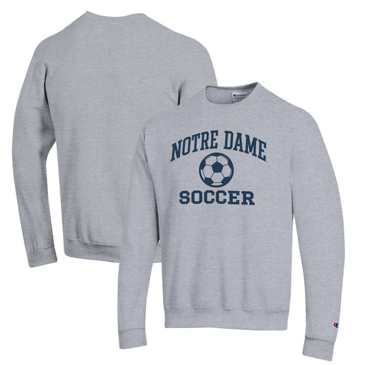 Men's Champion Gray Notre Dame Fighting Irish Soccer Icon Powerblend Pullover Sweatshirt