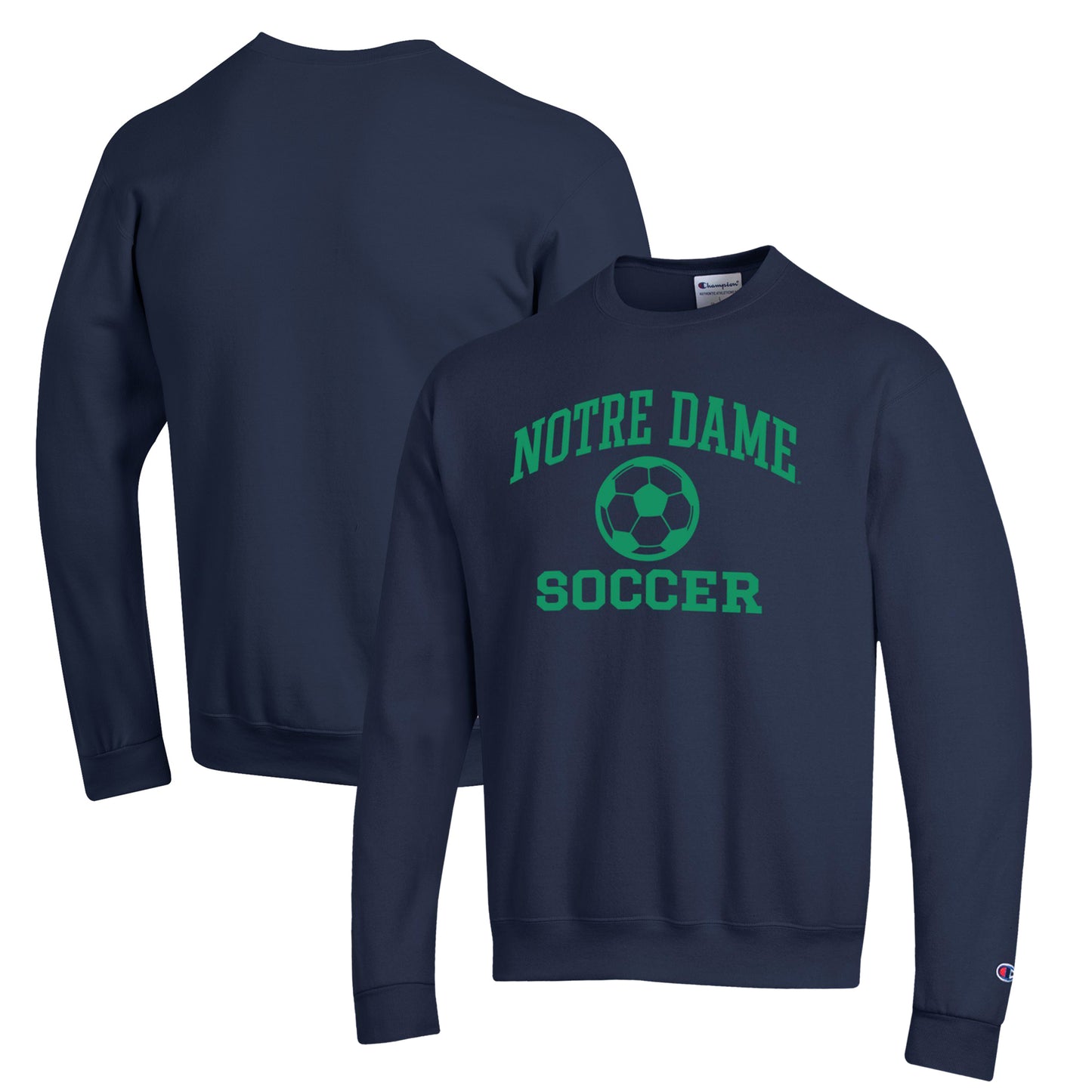 Men's Champion Navy Notre Dame Fighting Irish Soccer Icon Powerblend Pullover Sweatshirt