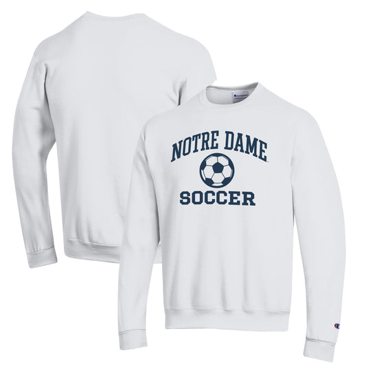 Men's Champion White Notre Dame Fighting Irish Soccer Icon Powerblend Pullover Sweatshirt