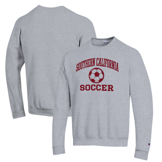 Men's Champion Gray USC Trojans Soccer Icon Powerblend Pullover Sweatshirt