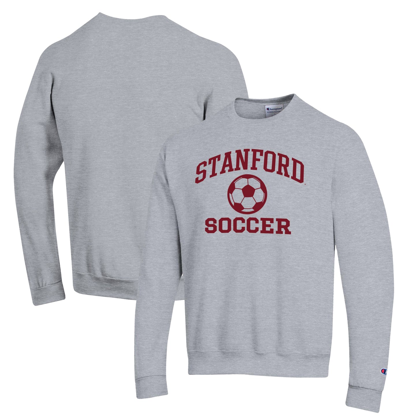 Men's Champion Gray Stanford Cardinal Soccer Icon Powerblend Pullover Sweatshirt